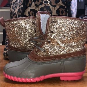 Gold Glitter Rain Boots Olivia Miller Girl Size 2